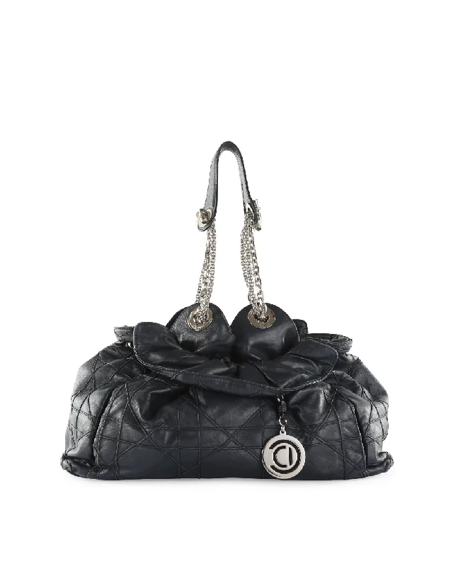 CHRISTIAN DIOR Navy Blue Cannage Leather Le Trente Hobo Bag