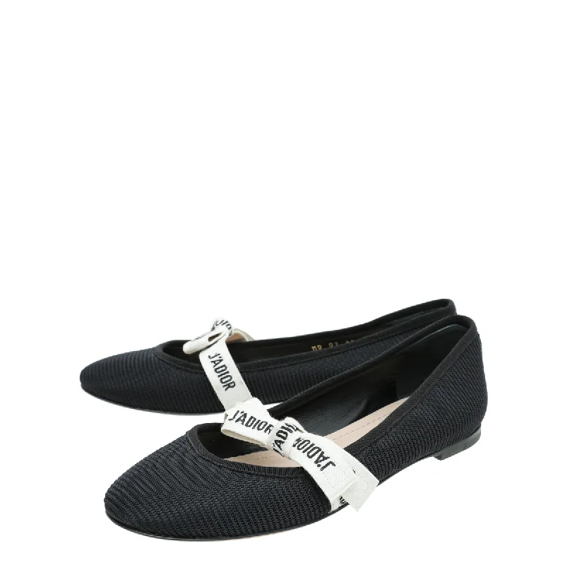 Christian Dior Black Technical J'Adior Ballet Flats 38