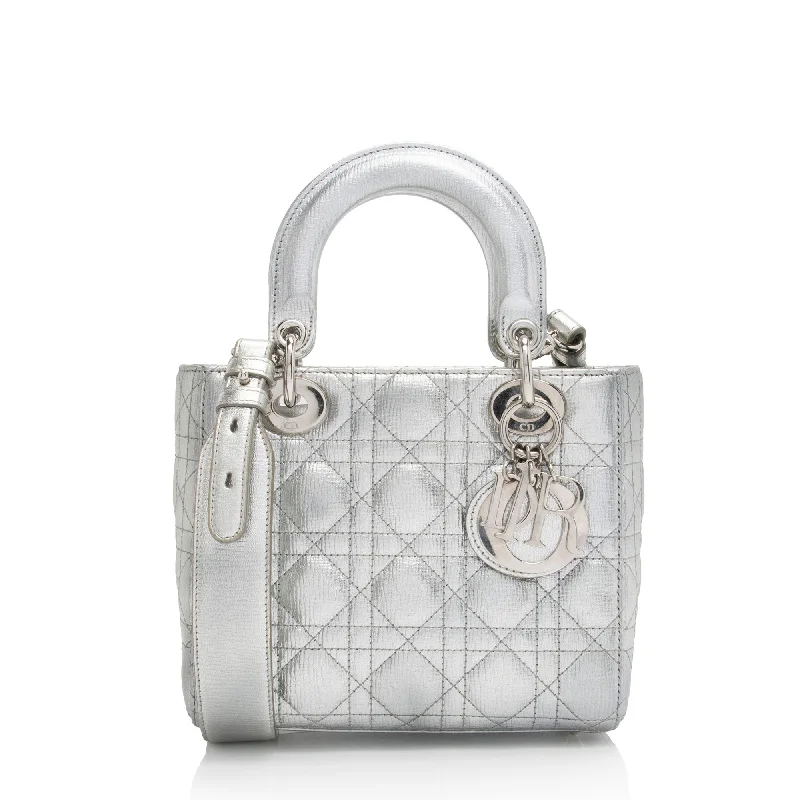 Dior Metallic Leather Lady Dior Small Tote (SHF-4YtjmZ)