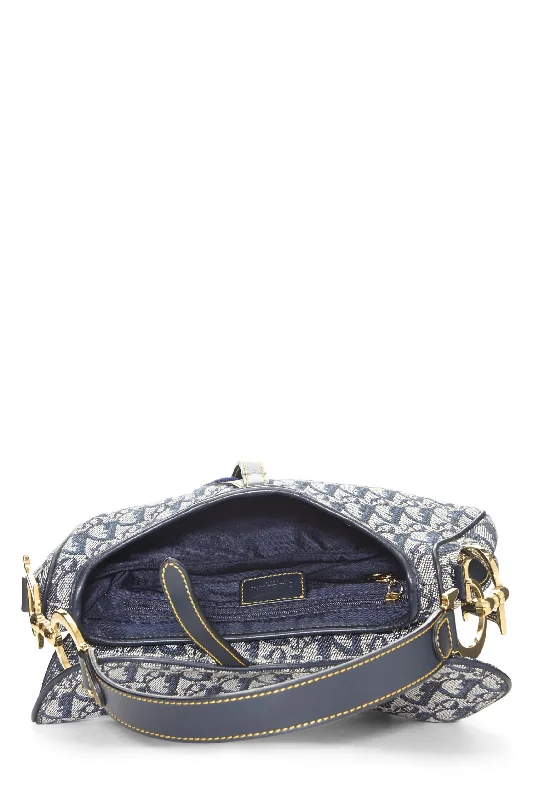 Dior,  Navy Trotter Canvas Saddle Bag, Navy