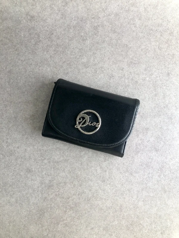 Christian Dior Logo Folded Wallet Black Vintage xfrnmb