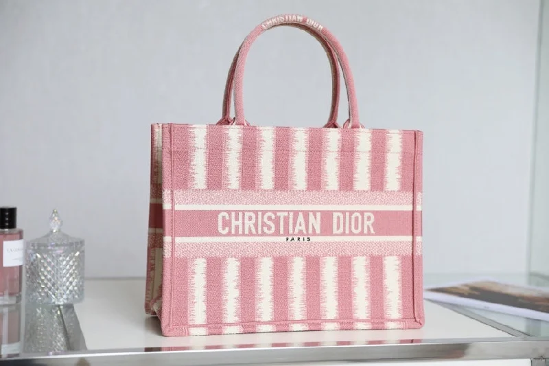 Christian Dior MeChristian Diorum Book Tote  Pink D-Stripes Embroidery For Women 36cm/16.5in