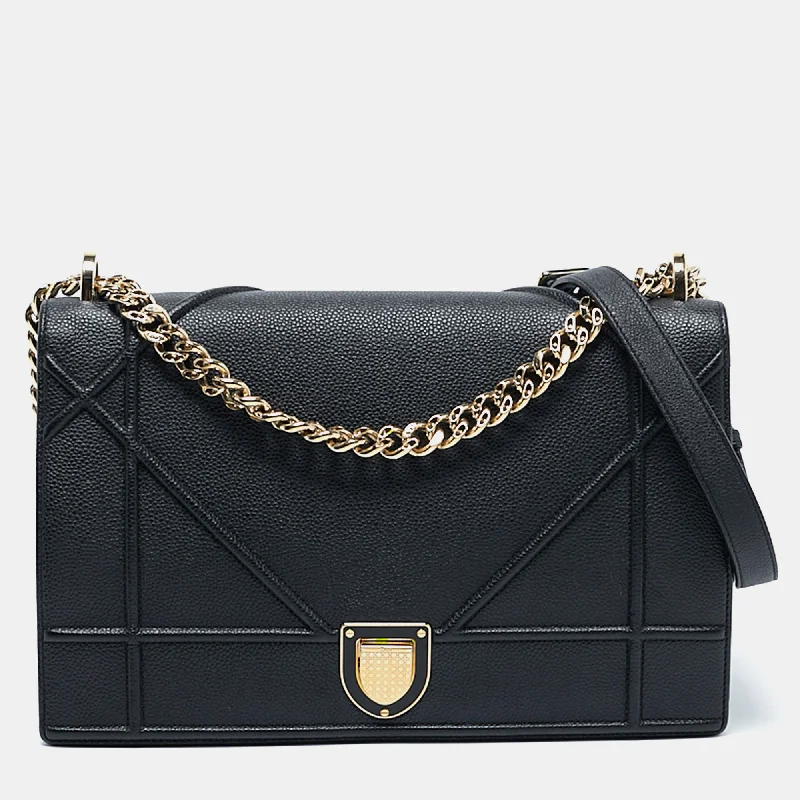 Dior Black Leather Large Diorama Flap Shoulder Bag