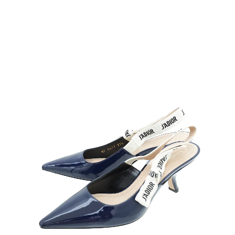 Christian Dior Indigo Blue J'Adior Slingback Pumps 37.5