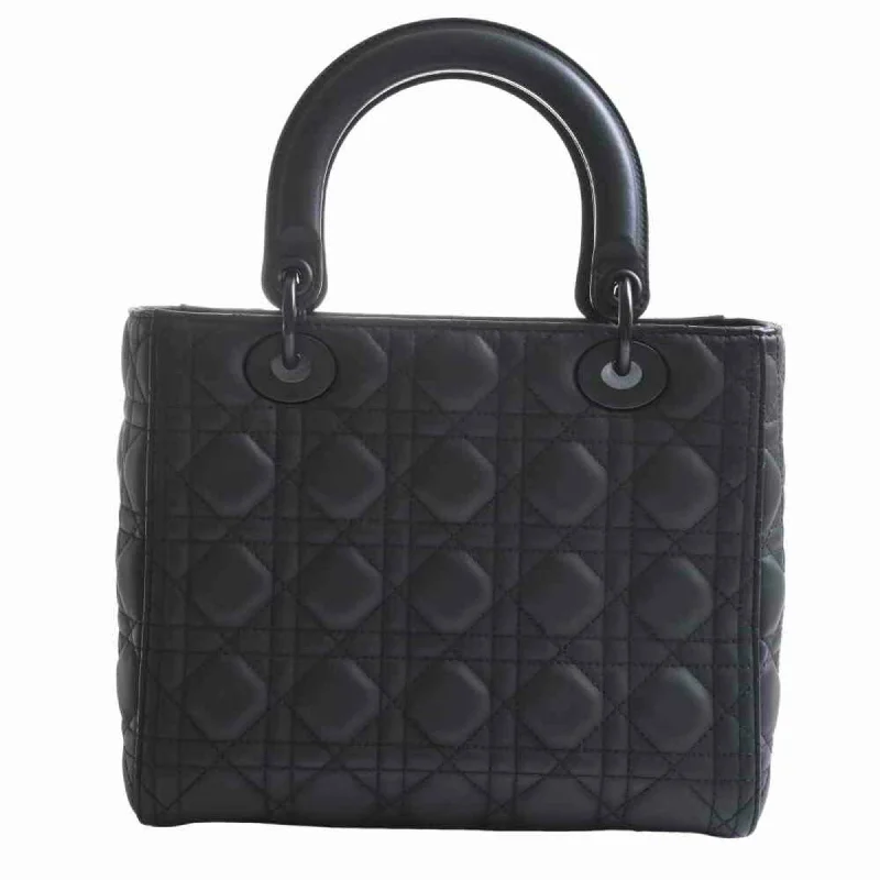 Christian Dior Lady Cannage Ultra Matte Leather Handbag Black