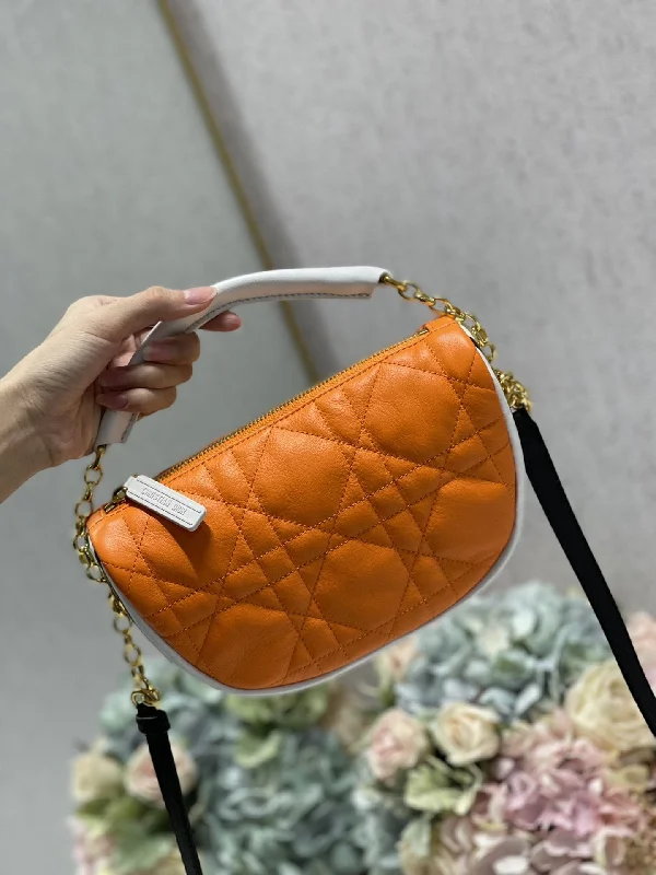 Christian Dior Small Vibe Hobo Bag Fluorescent Orange Macrocannage