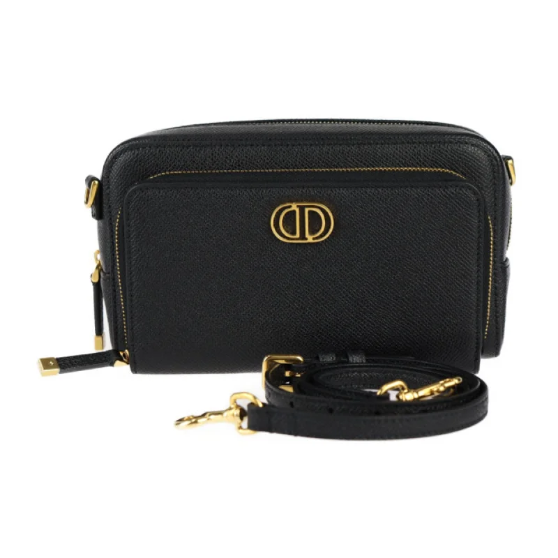 Christian Dior Caro Double Pouch Shoulder Bag S7431UBAE Calfskin Black Second Clutch