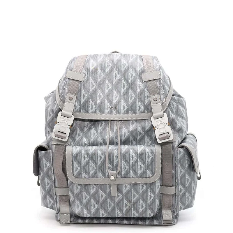 Dior Hit the Road CD Diamond Backpack Gray 1ESBA163CDP PVC Calf Leather Size Large