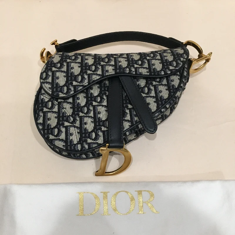 CHRISTIAN DIOR Dior Navy Canvas Saddle Handbag Sku# 73720