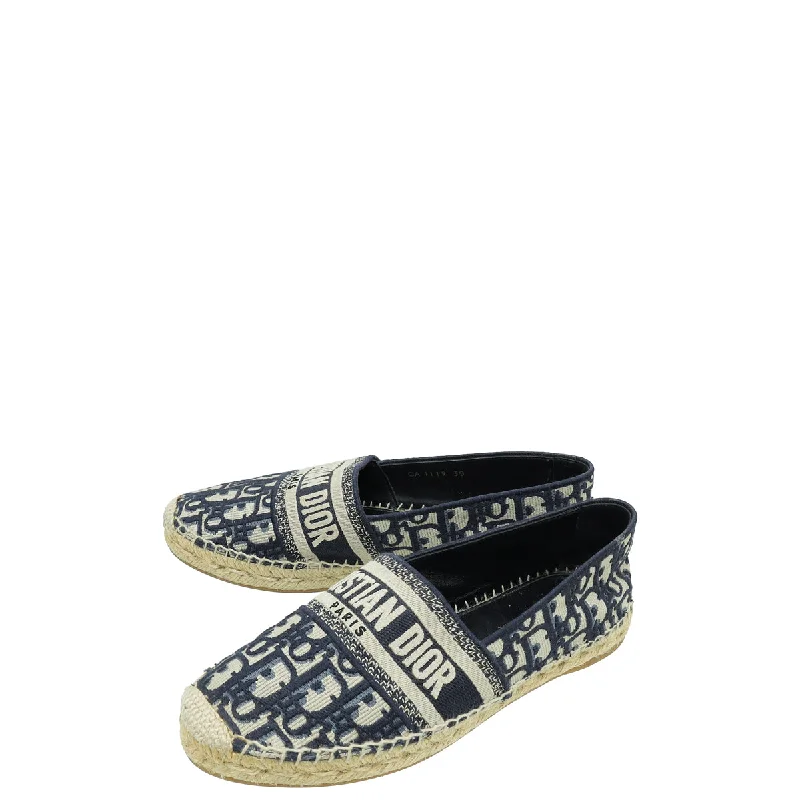 Christian Dior Blue Oblique Granville Espadrille Flats 39