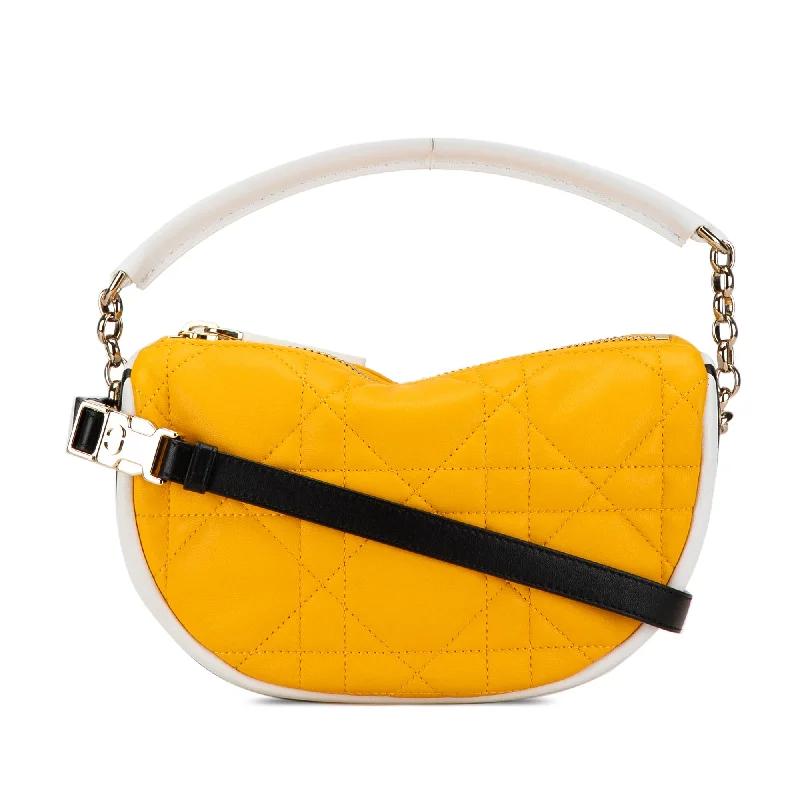 Yellow Dior Small Lambskin Cannage Dior Vibe Hobo Satchel