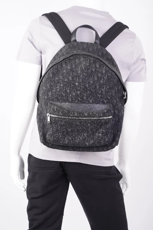 Christian Dior Mens Rider Backpack Black Canvas / Leather