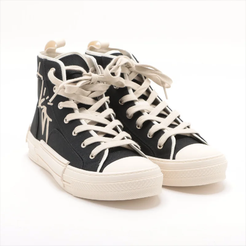 Dior B23 Canvas High Cut Sneaker 41 Men Black X White