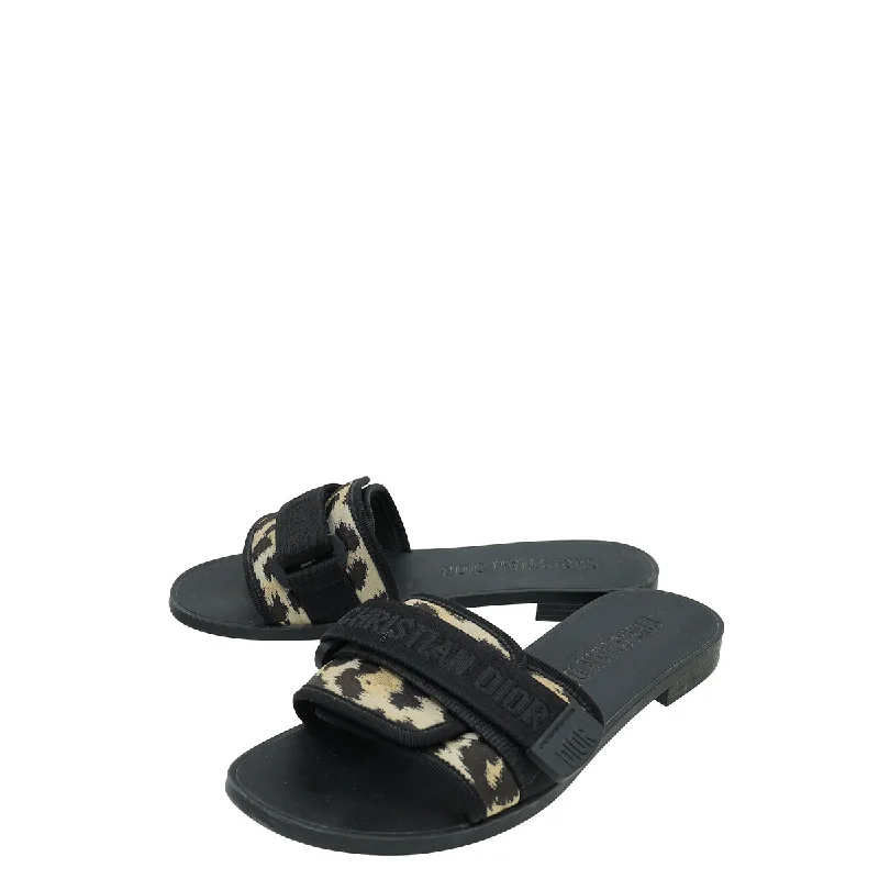 Christian Dior Bicolor Leopard Print Dio(r)evolution Flat Sandal 39