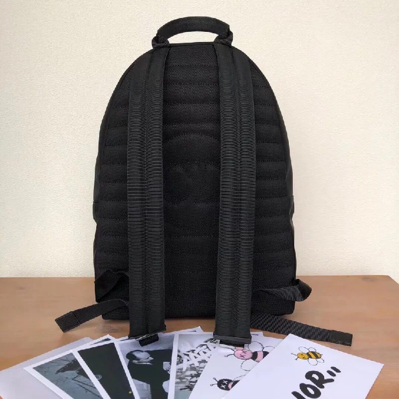 Dior X Kaws Black Nylon Backpack With White Dior logo