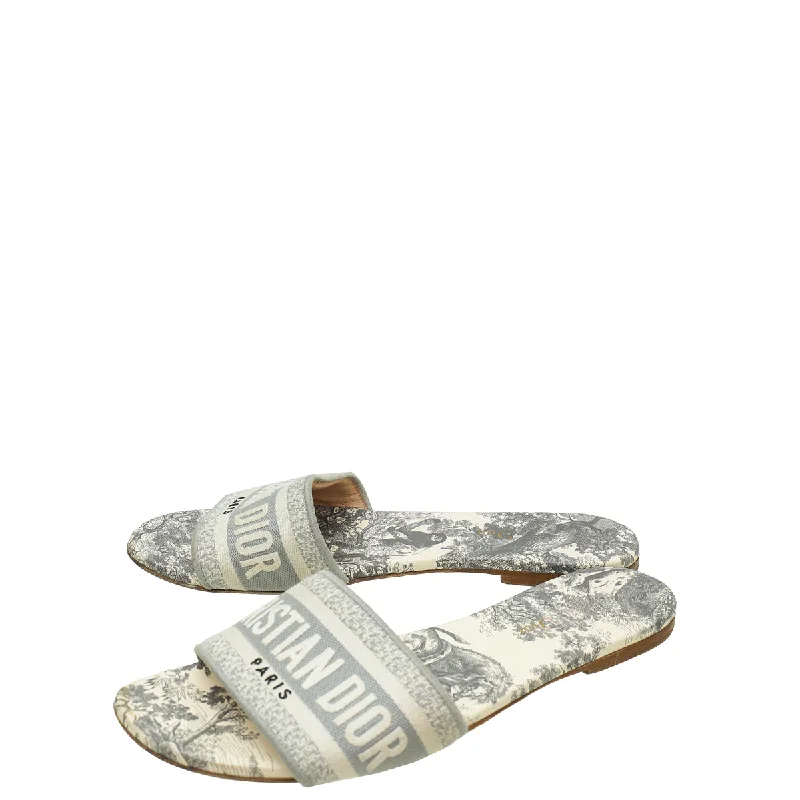 Christian Dior Grey D-Way Toile De Jouy Sandal 39.5