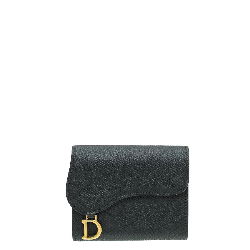 Christian Dior Black Saddle Lotus Wallet