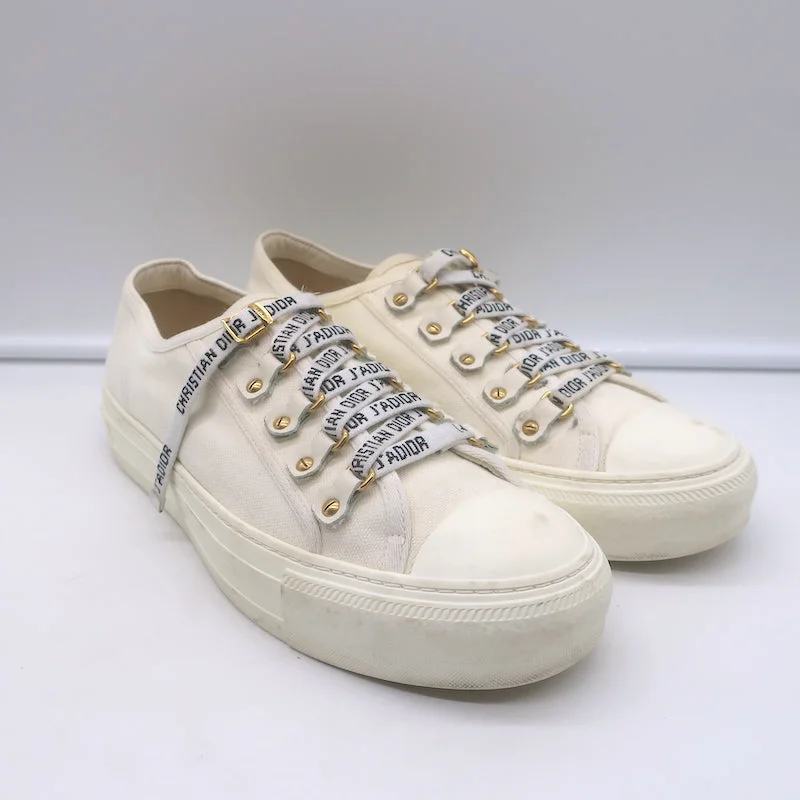 Christian Dior Walk'n'Dior Low Top Sneakers Cream Cotton Canvas Size 38