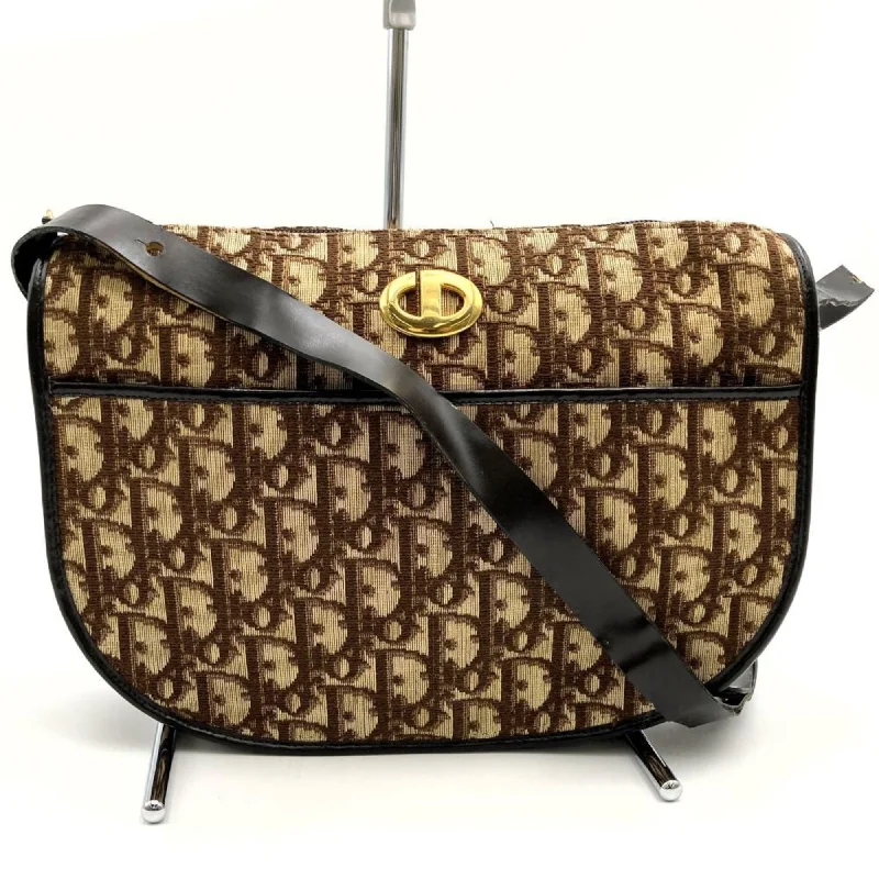 Christian Dior Shoulder Bag Trotter Pattern Brown Canvas Women's