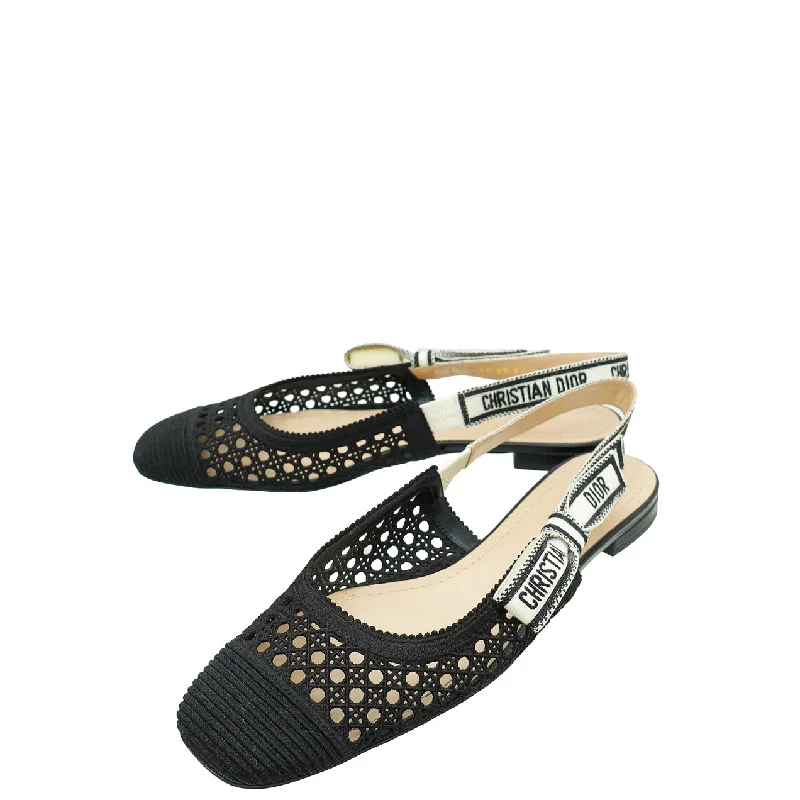 Christian Dior Black & Moi Slingback Flats 40