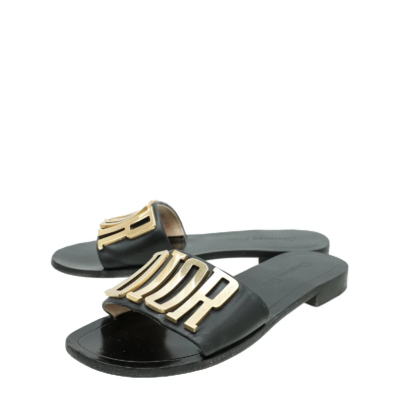 Christian Dior Black Evolution Slide Sandals 38