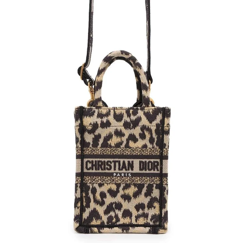 Christian Dior Handbag Leopard Book Tote S5555CRHM 2way Shoulder Bag Black