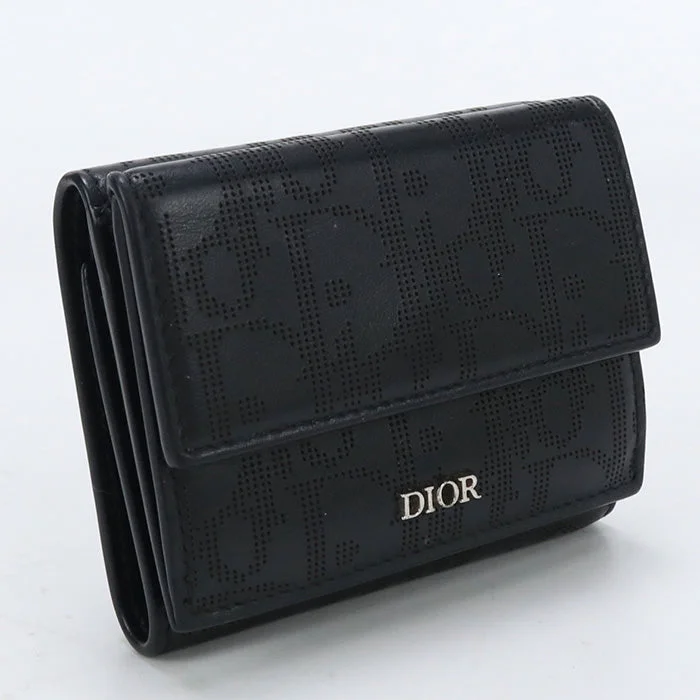 Christian Dior Dior Oblique Galaxy Tri-fold wallet Punching leather/Calf leather mens(Unisex)