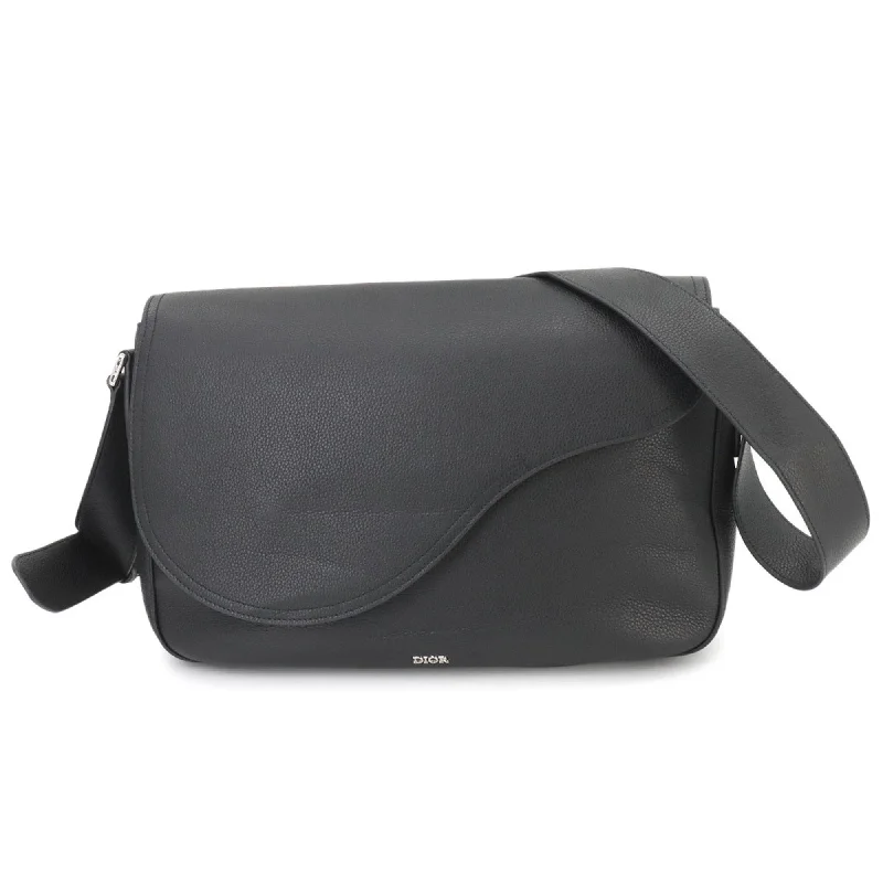 Christian Dior Saddle Shoulder Bag Leather Black