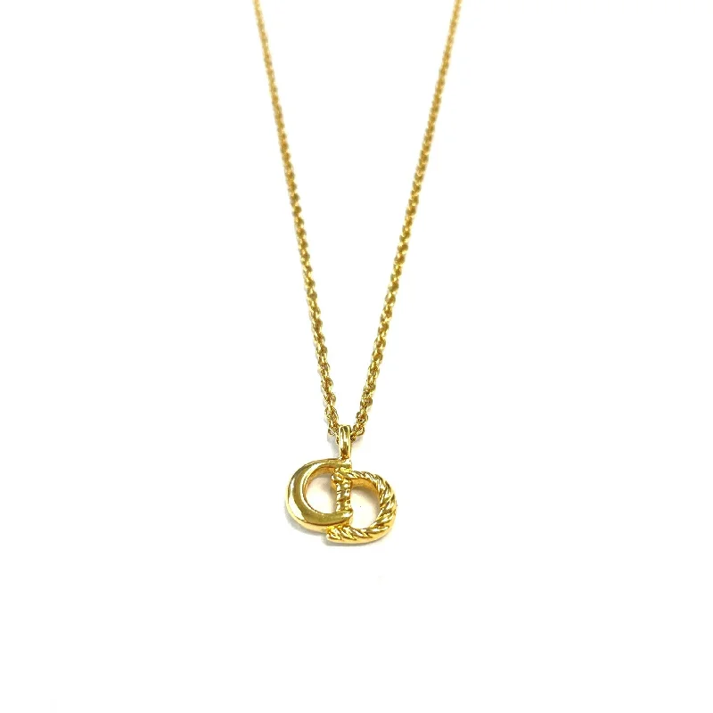 Christian Dior CD Logo Necklace Gold Vintage Old k4c62r