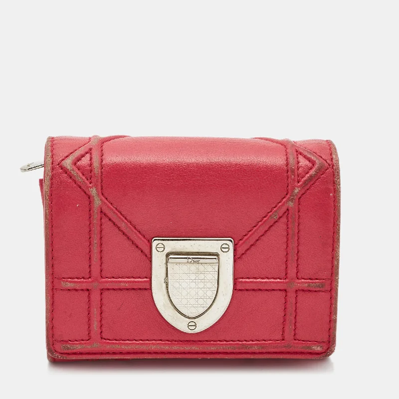 Dior Pink Leather Diorama Trifold Wallet