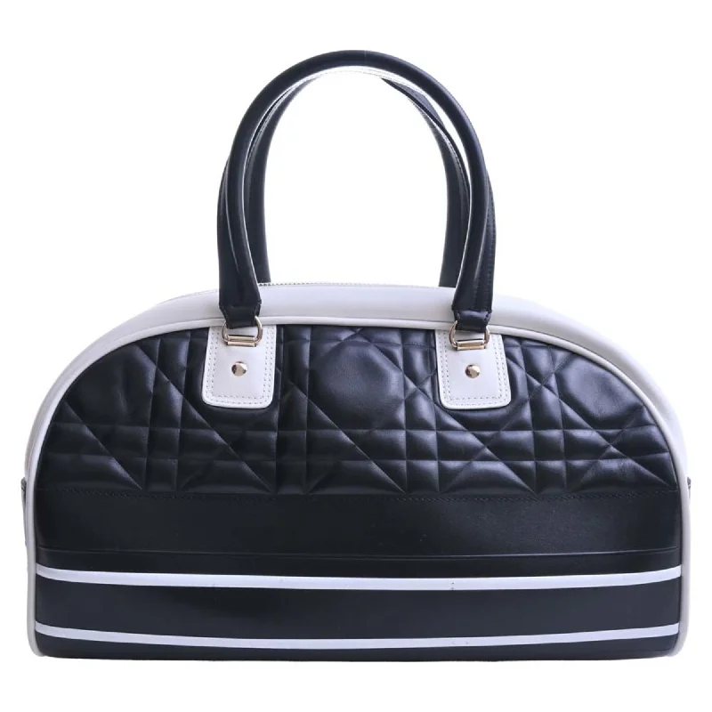 CHRISTIAN DIOR DIOR VIBE macro cannage leather medium bag handbag black white ladies