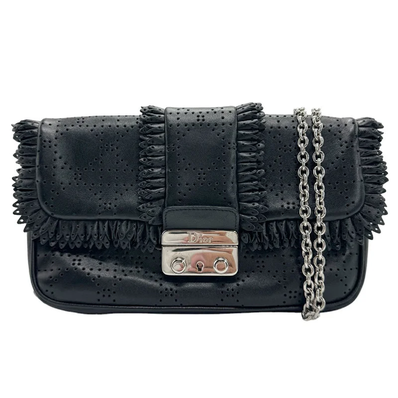 Christian Dior Shoulder Bag Leather Black Women's z1107