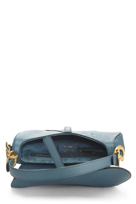 Dior,  Blue Grained Calfskin Saddle Bag, Blue