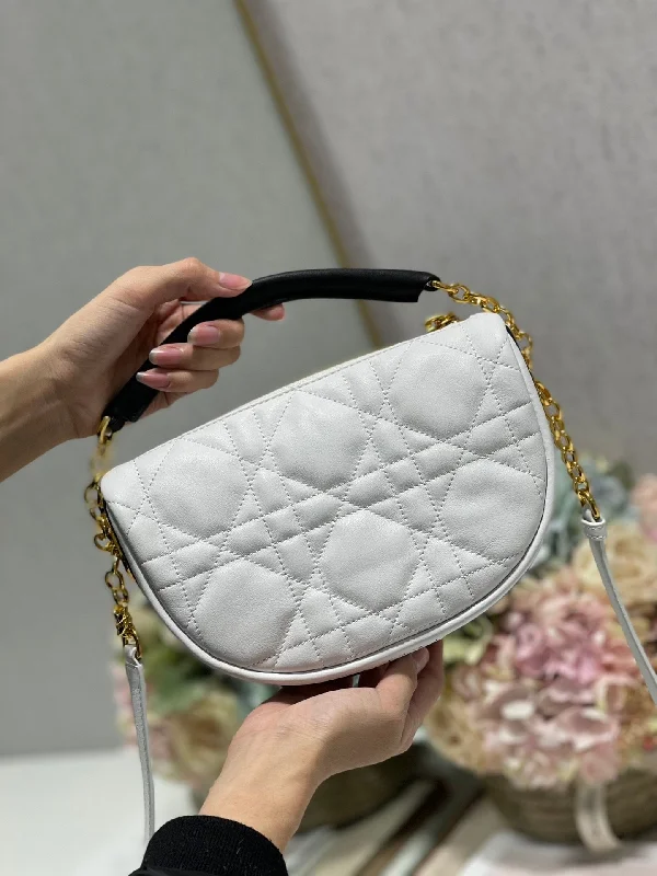 Christian Dior Small Vibe Hobo Bag White Cannage