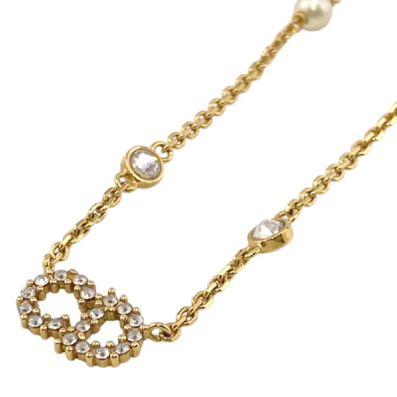 Christian Dior Necklace Gold Plated gold Rhinestone faux pearl Clair D Lune