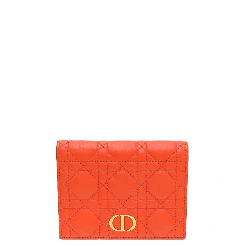 Christian Dior Orange Caro Bifold Wallet