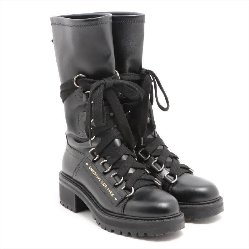 Christian Dior Leather Boots 36  Black D-Fight