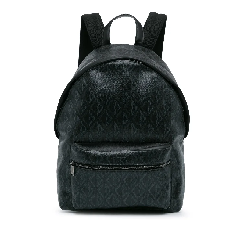 Black Dior CD Diamond Rider Zipped Backpack