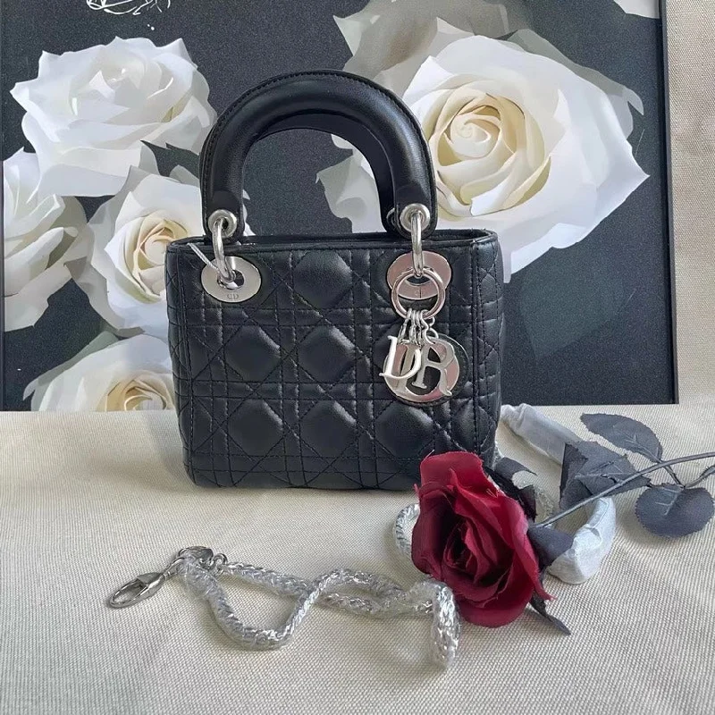 Dior Lady Black Leather Handbag Medium