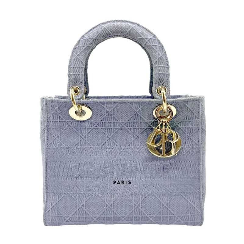 Christian Dior handbag shoulder bag Lady Delight canvas blue gold ladies n0544