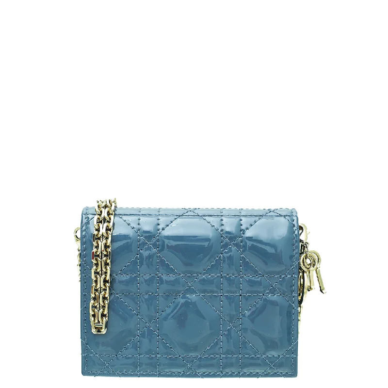 Christian Dior Cloud Blue Lady Dior 5 Gusset Chain Wallet