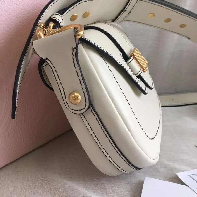 Dior D-Fence Saddle Bag In White Calfskin