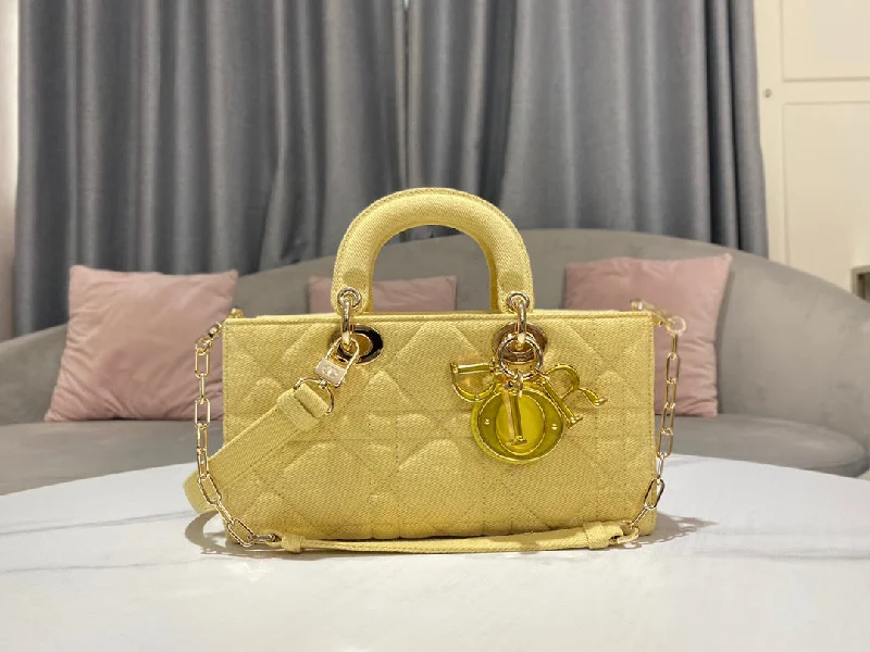 Christian Dior Lady D-Joy Bag Yellow For Women,  Handbags 26cm/10in