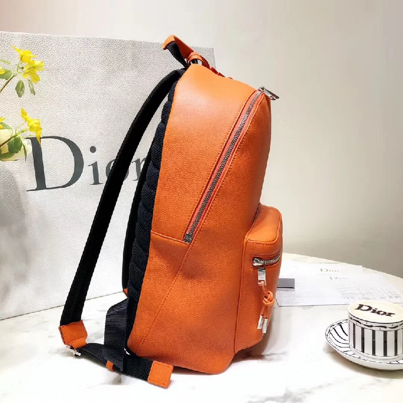 Christian Dior Rider Rucksack Backpack In Orange Calfskin