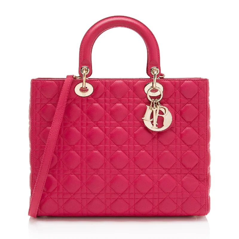 Dior Lambskin Lady Dior Large Tote (SHF-OVsaOG)