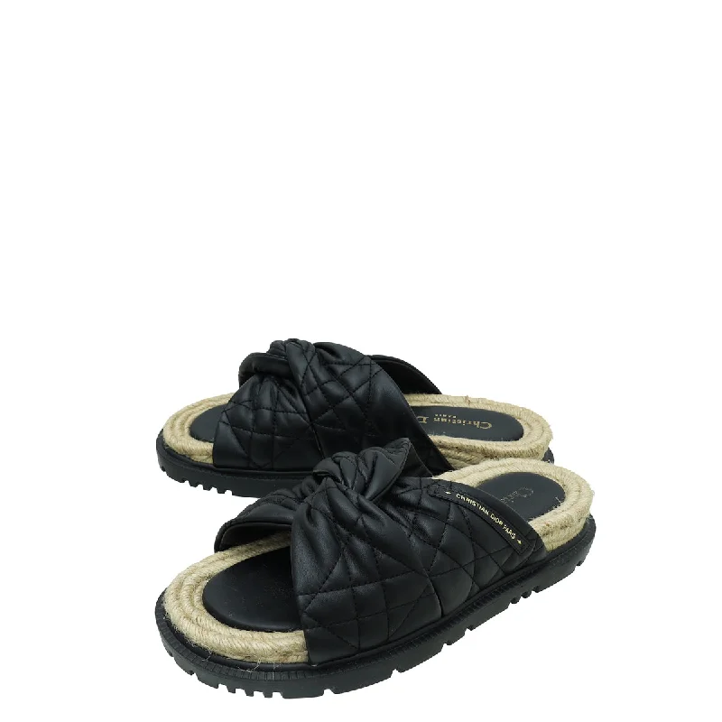 Christian Dior Black Cannage D Twist Slide Sandals 39