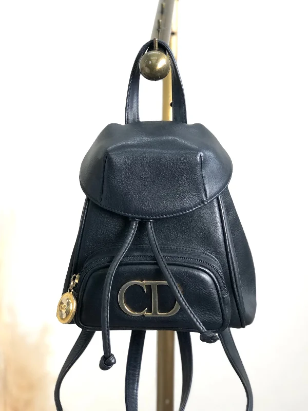 Christian Dior CD Logo Backpack Black Vintage ktsewf