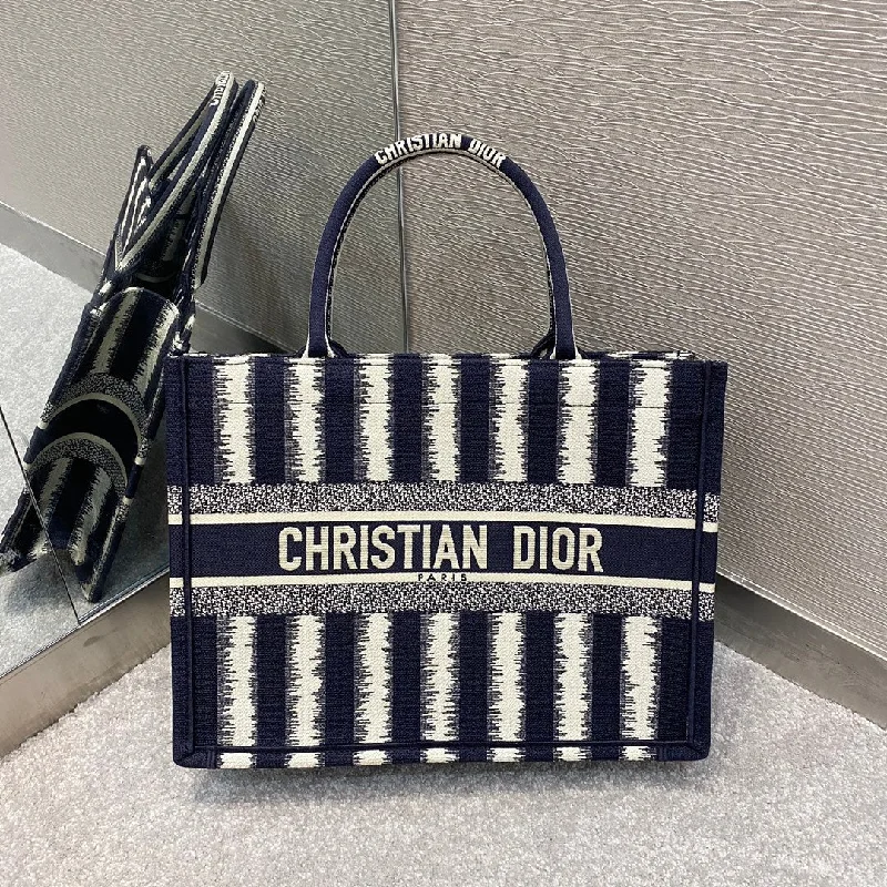 Christian Dior MeChristian Diorum Book Tote Blue D-Stripes Embroidery For Women 36cm/16.5in