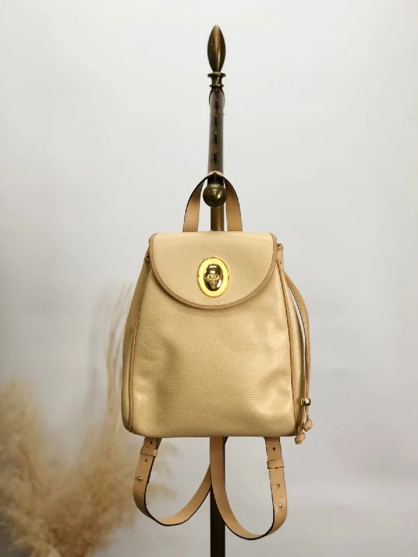 Christian Dior CD Logo Backpack Beige Vintage aythzv