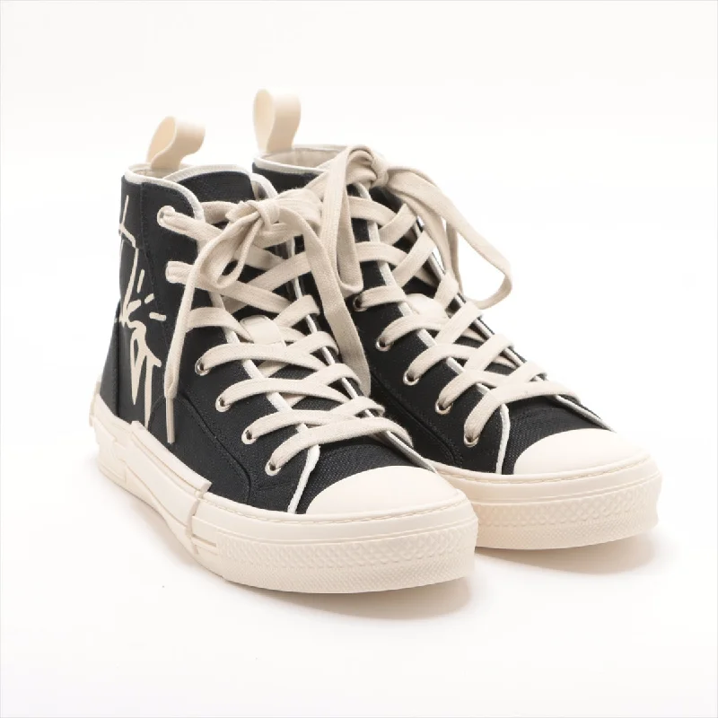 Dior B23 Canvas High Cut Sneaker 40 Men Black X White